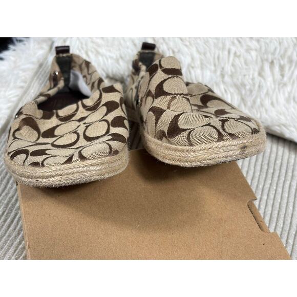 Coach Mellow Shoes Womens Size 9M Tan Signature Canvas Espadrille Slip On Flats - Picture 6 of 8
